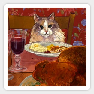 Romantic Dinner with my cat Sticker